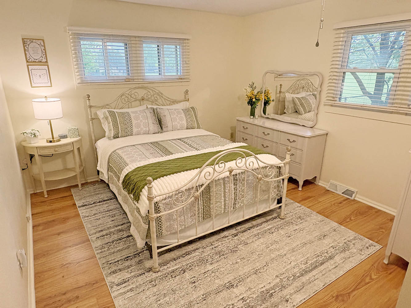 Creamy white bedroom at Hannah's House
