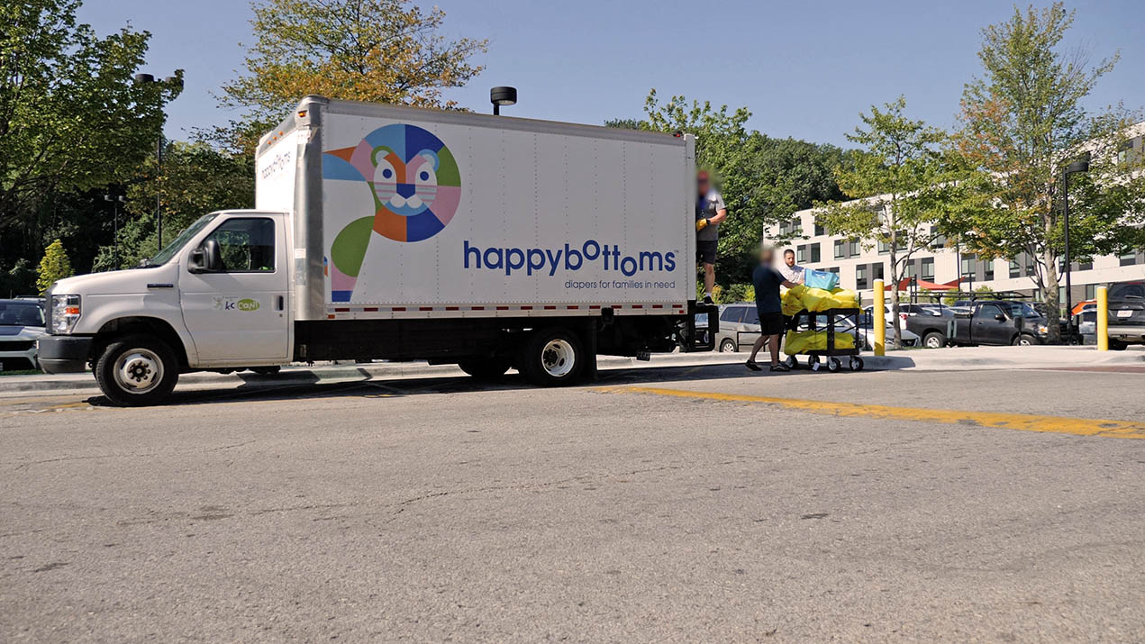 Happy Bottoms truck delivering diapers