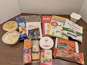 Care kit items laid out on table