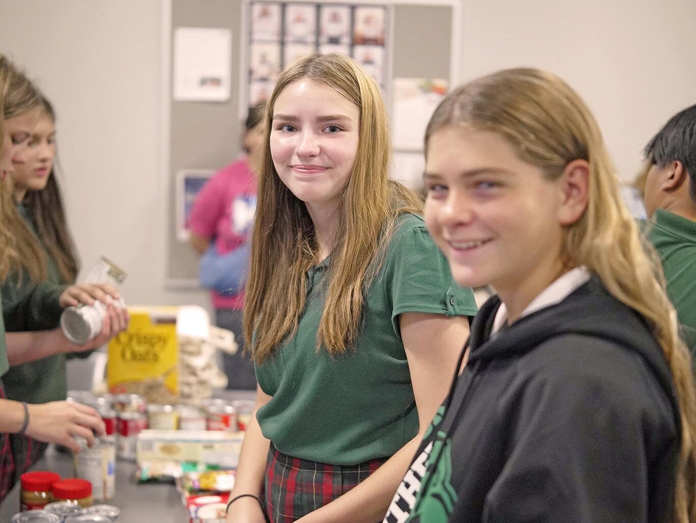 Students organize canned goods for donation