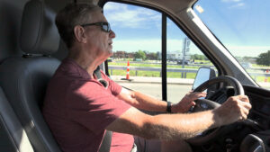 Man driving a van